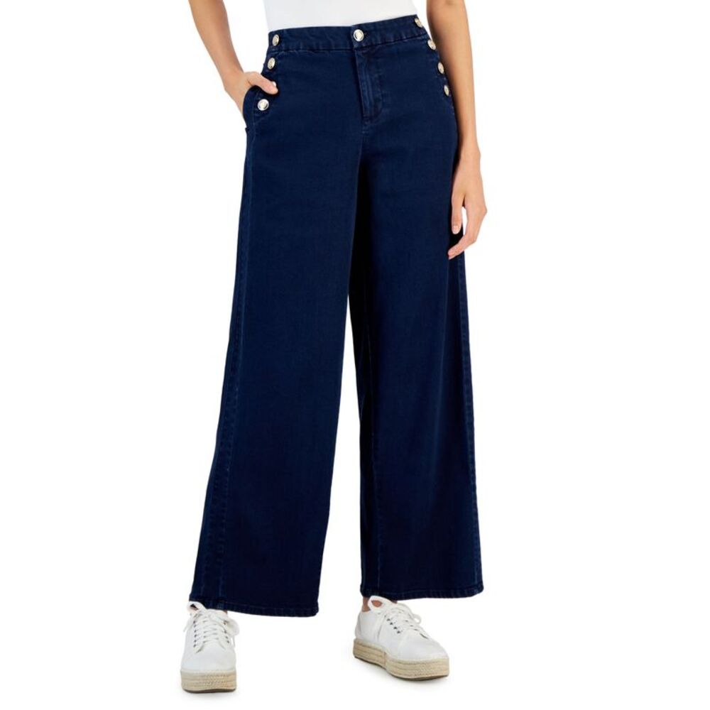Charter Club Womens Sailor Button Wide Leg Jeans